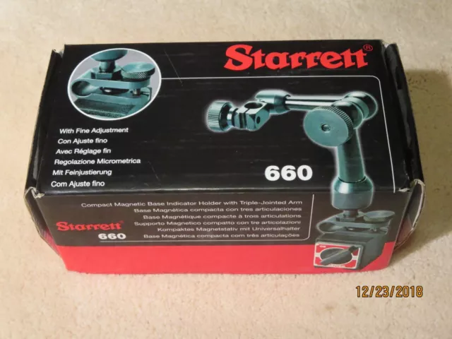 STARRETT 660 compact Magnetic Base Indicator holder w/fine adjustment New