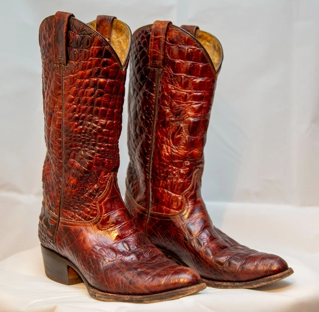 GENUINE VINTAGE USA Alligator Cowboy boots made by Rudel Size 8 UK £52.