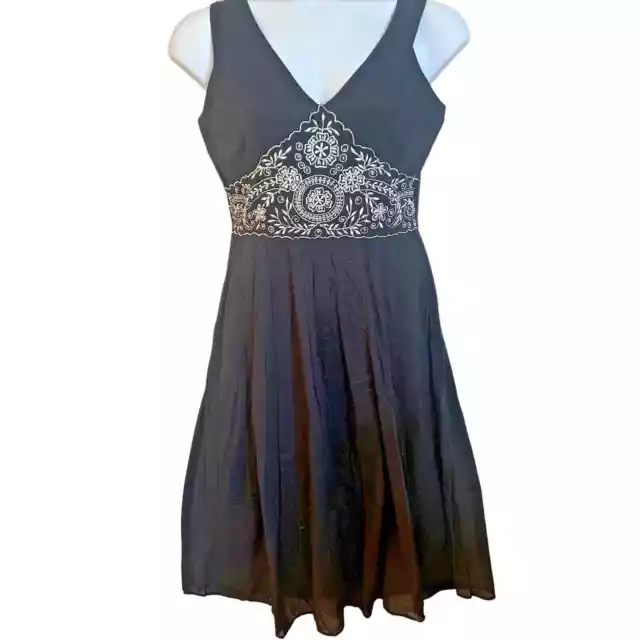 Glamor Angel Dress Black Medium Cotton With Embroidery Rhinestones Midi