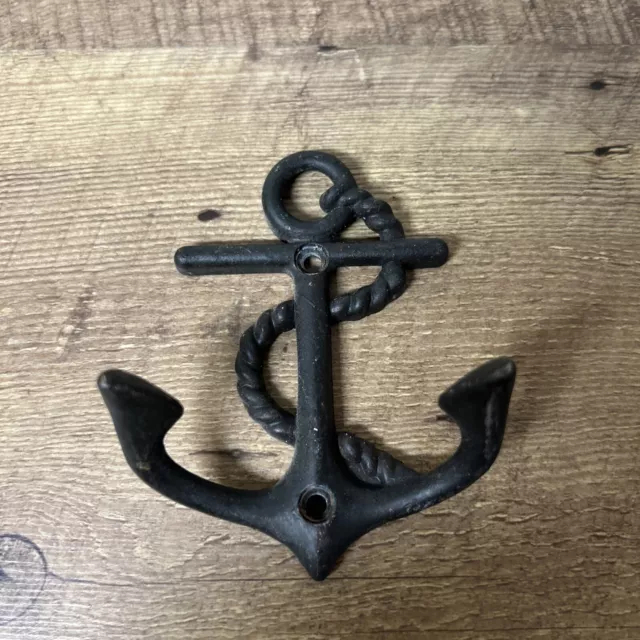 Anchor Coat Rack Key Hook Hanger Cast Iron Nautical Wall Mounted Rustic Brown
