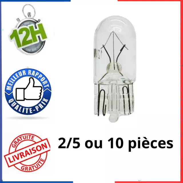 Ampoule BulbT10 W5W 12v 5w blanc 2/5/10 pcs Voiture Phare Ampoule Halogène 3000k