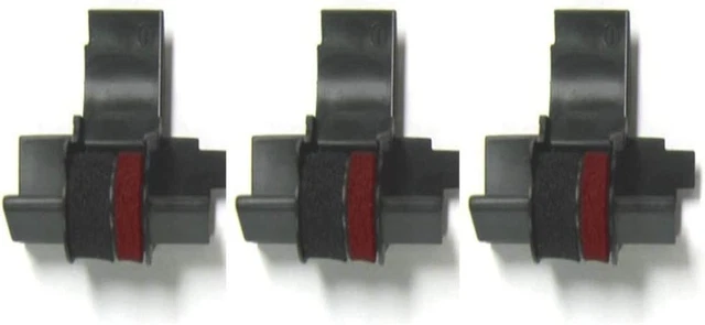 (3 Pack)  Compatible/ Calculator Ink Roller Black/Red IR-40T for Sharp EL-1750V,