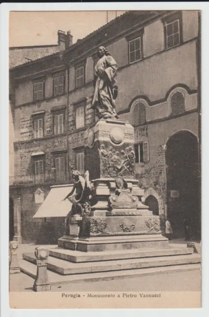 Antica Cartolina Di Perugia - Monumento A Pietro Vannucci - Piccolo Formato