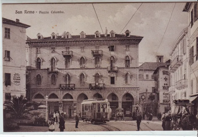 Cartolina  Con Tram Non Viaggiata San Remo Piazza Colombo