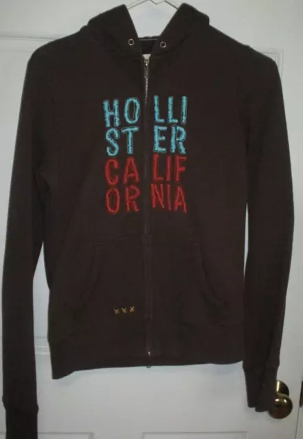 New Hollister Zip Front Hoodie Jacket Bettys Ladies Size M Brown 1922 Sweatshirt