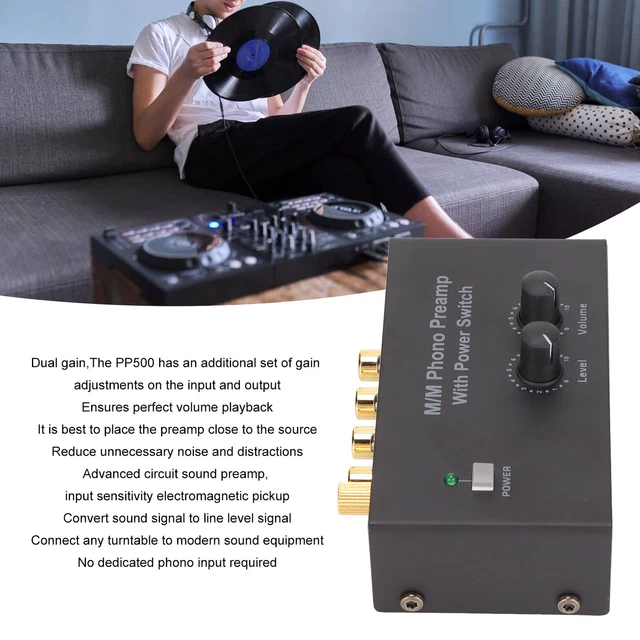 Préampli Phono Pour Platine Vinyle - Préamplificateur Avec Adaptateur 12V - Connexion RCA Et TRS - Faible Bruit