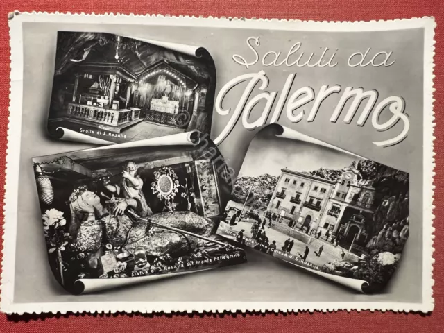 Cartolina - Saluti da Palermo - Vedute diverse - 1955