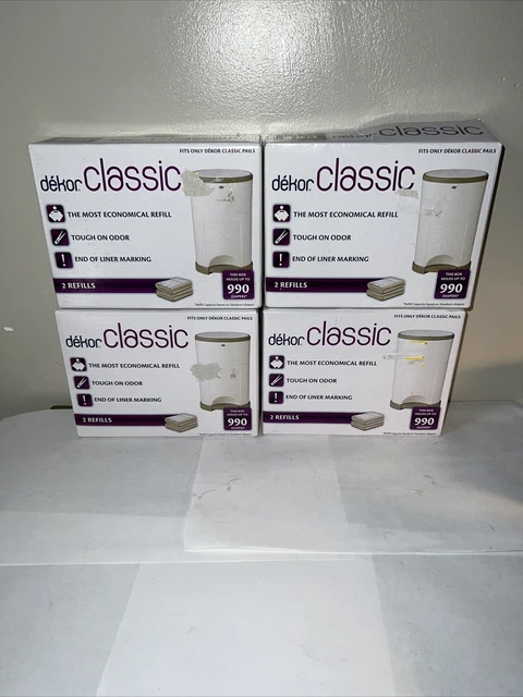 4x Dekor Classic Diaper Pail Refill Bags NEW 2-21300 2 Refills Per Box 8 Total