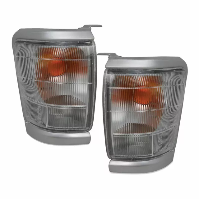 Corner Indicator Park Lights Silver Grey PAIR Fits Toyota Hilux 2WD 1997 - 2001