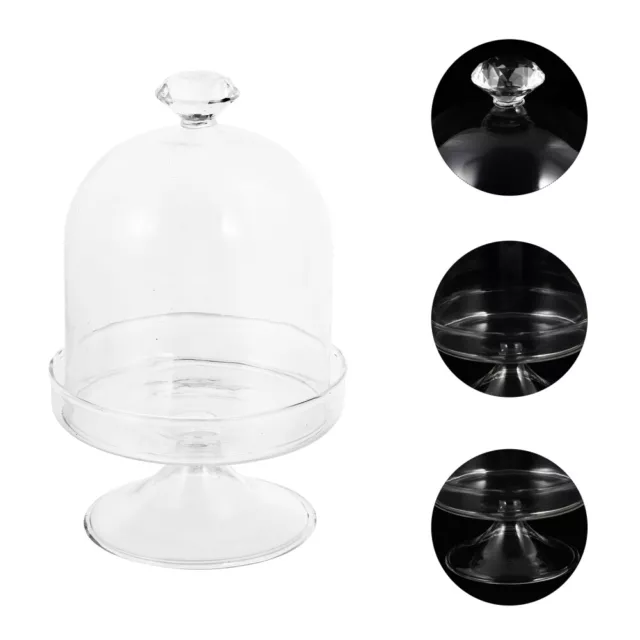 Glass Cake Stand with Dome Cover and Footed Plate Server-