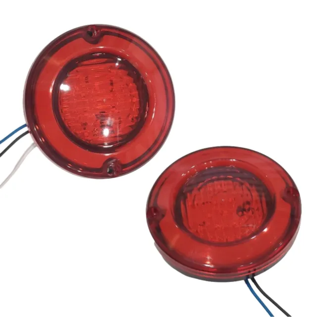 12v Iveco LED Feu Arrière Rond Forme 95 MM Diamètre Vintage Tuk Rouge Interiors
