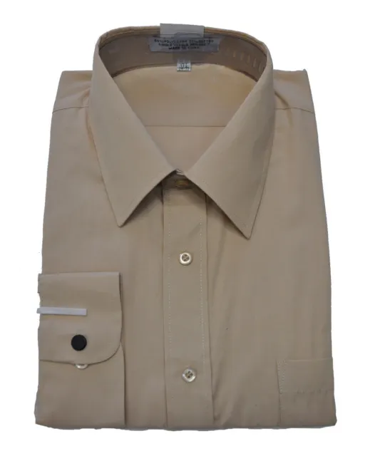 Men's Khaki color cotton blend long sleeves dress shirt ( 14 1/2 / 32-33 )