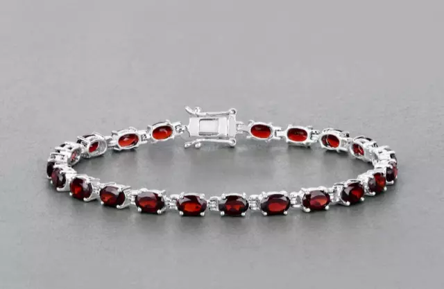 5Ct Oval Cut Lab Created Red Garnet Beauty Tennis Bracelet 14K White Gold Plated