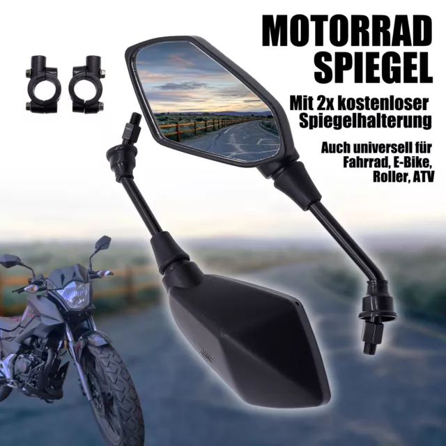 Paar Spiegel Satz universal Motorrad Roller Quad Scooter M10 +2x Spiegelhalter