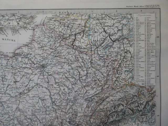 Stieler Landkarte von Frankreich und die Schweiz, Gotha Justus Perthes 1869 3