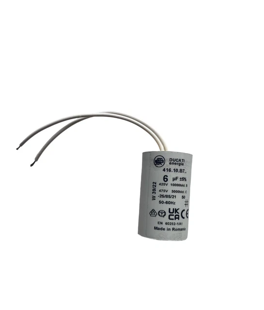 Condensateur moteur de démarrage / permanent 6µF 6uF 450V à fils Ø30x50mm