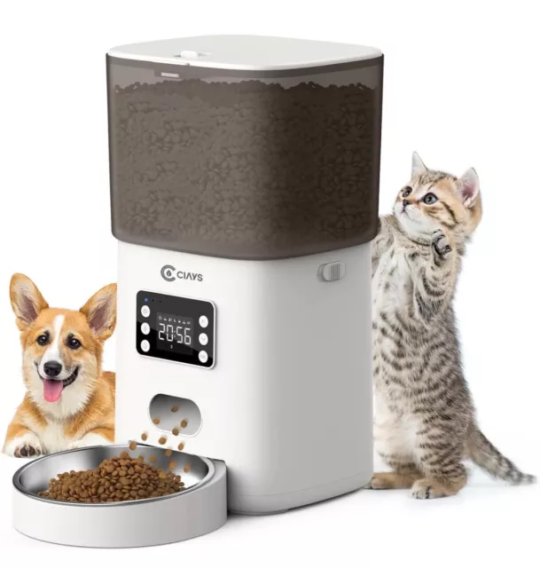 Automatic Cat Feeders, 6L Cat Food Dispenser up to 20 Portions 6 Meals per Day,