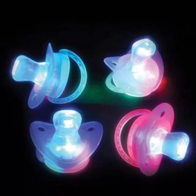 Dozen Light-Up Joke Pacifier Favor Party Gift Fillers Prize Prizes Assortment