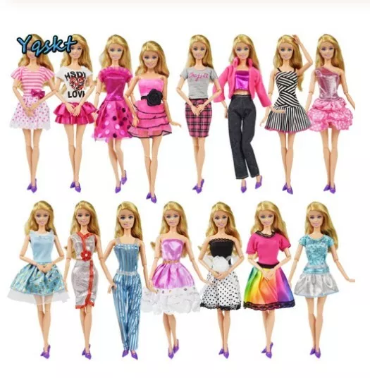 m 5 VESTITI ABITI BAMBOLA ACCESSORI DOLL DRESS PRINCIPESSA IDEA REGALO