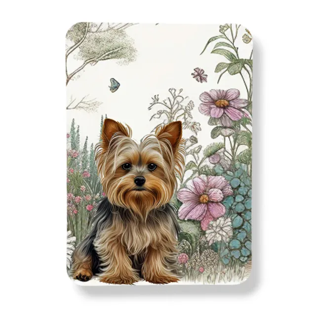 Yorkie Yorkshire Terrier Magnet Flower Garden Graphic Watercolor Art Print 3"x4"