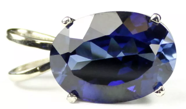 15 carat CREATED BLUE SAPPHIRE 18x13mm Sterling Silver Ladies Pendant • SP084