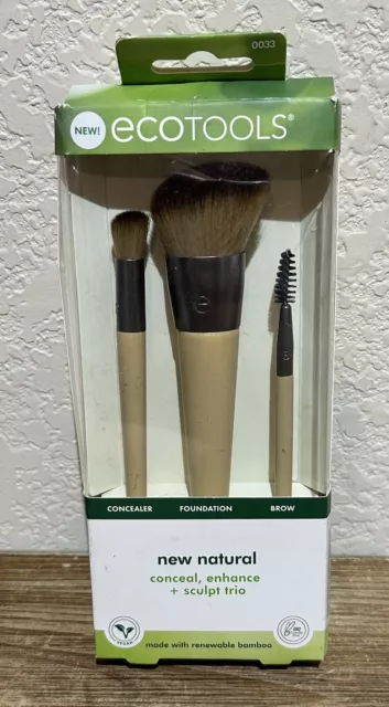 Ecotools Makeup Brushes 3 Piece Set Natural Bamboo - Limited Edition - New