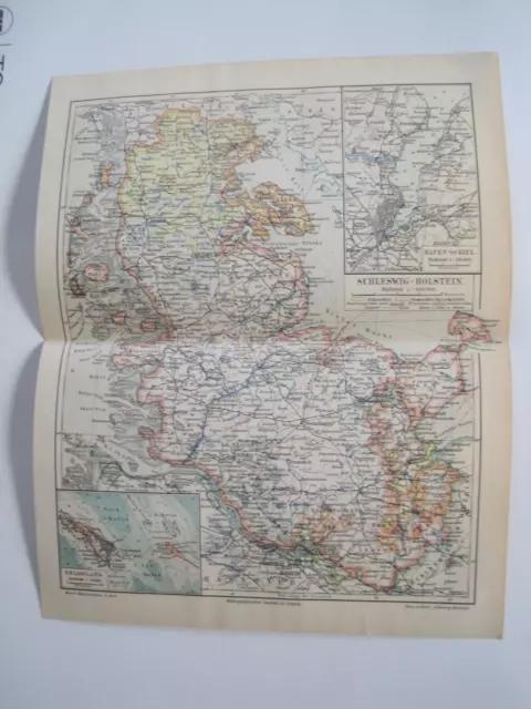Alte Landkarte "SCHLESWIG - HOLSTEIN". Historischer Druck-Original um 1900.