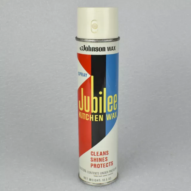 VINTAGE JOHNSON WAX JUBILEE KITCHEN WAX SPRAY CAN EMPTY GREAT GRAPHICS  AND