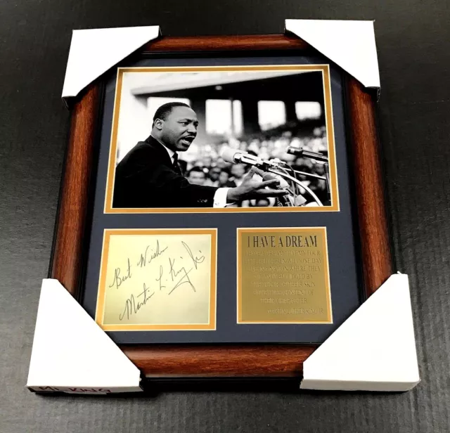 MARTIN LUTHER KING JR Autographed Cut Signature Facsimile RP Framed 8x10 Photo