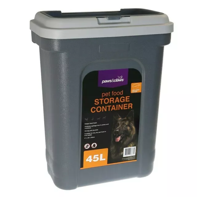 Pet Dry Food Container/Storage Box/Bucket Dog/Cat Large 45 Litres With Scoop