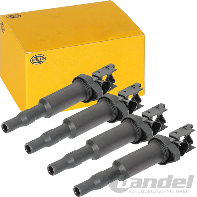 4x BOBINA DI ACCENSIONE HELLA 3 POLI adatto per CITROEN BERLINGO C3-5 DS3-5 BMW Serie 1-7