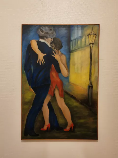 Tableau Moderne Huile Sur Toile, Scène Du Tango.