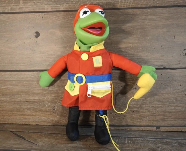 FIREMAN Kermit the Frog Dress Up Muppets Vinyl Plush 15" Mattel Jim Henson used