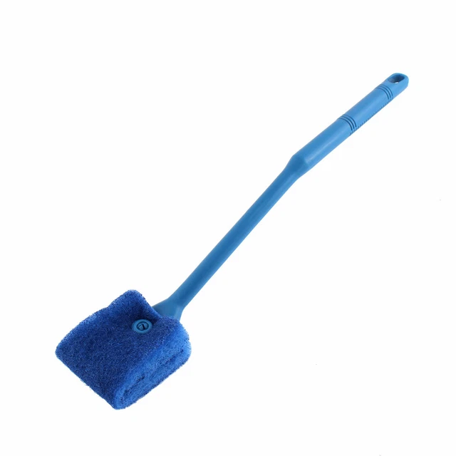 Plastic Handle Aquarium  Cleaning Brush Scraper Fish Tank Cleaner Blue