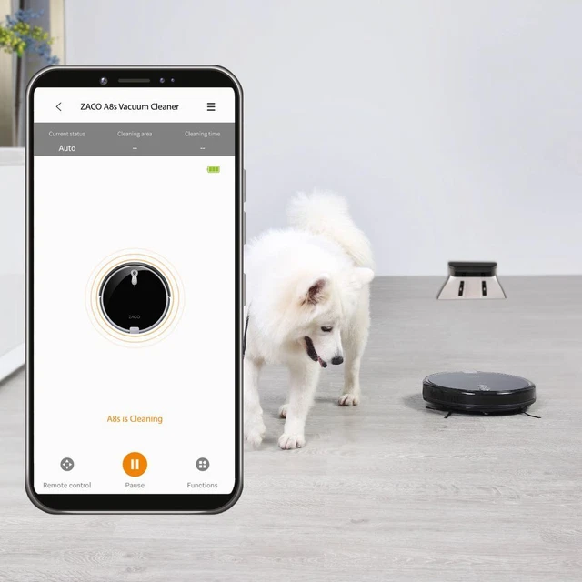 ZACO A8s 2-in-1 Robot Vacuum Cleaner with Mop Function, 7.2 cm Flat Robot for Ha