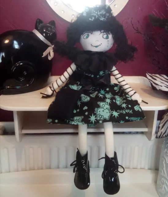 Gothic Rag Doll / Handmade Cloth Rag Doll 17.5'' Tall / Free UK Postage