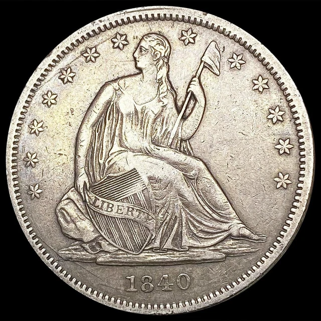 1840 Sm Ltrs Seated Liberty Half Dollar Coin LIGHTLY CIRCULATED