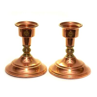 Pair of Copper & Brass Candle Holder Heavy Base For Normal & Large Candle Vintag