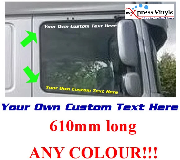 CUSTOM TEXT TRUCK cab window decals x 2. ANY FONT!!!! Volvo Scania DAF