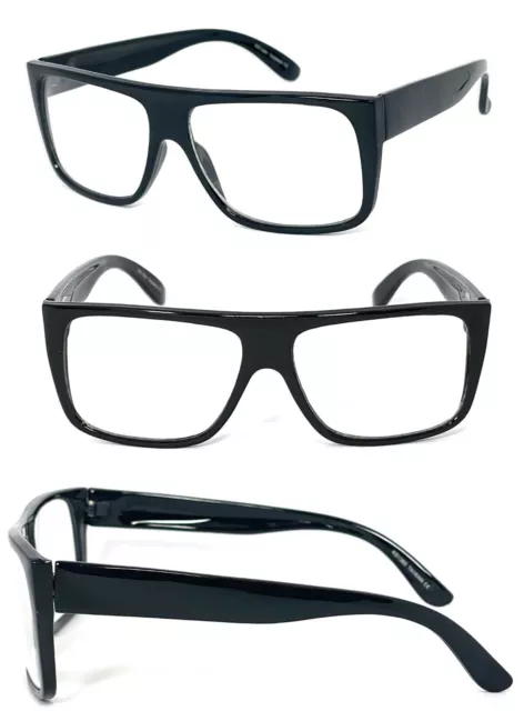Retro Square Frame Glasses Mens Womens Flat Top Square Clear Lens UV400