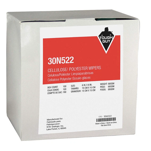 TOUGH GUY 30N522 Dry Wipe,6" x 6",White