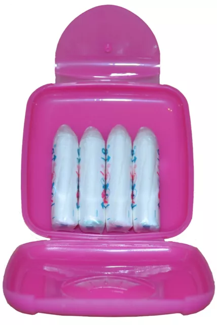 Tampon Box / Dose für Tampons / Binden /Slipeinlagen o.b. Tamponspender Pink NEU 2