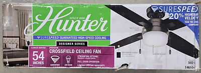 Hunter Fan 54 in Distressed Black Crossfield Indoor Ceiling Fan w LED Lights Kit
