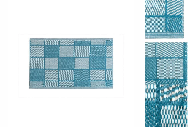 Alfombra Exterior Meis Azul Blanco Polipropileno 90x150cm