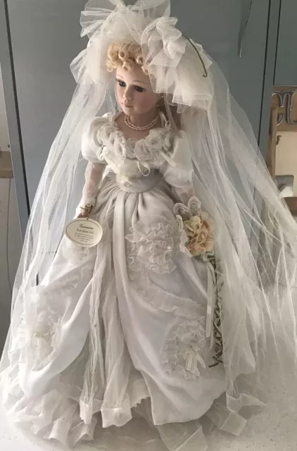 Porcelain WEDDING Doll Stephanie by Leonardo Collection 24" high No box