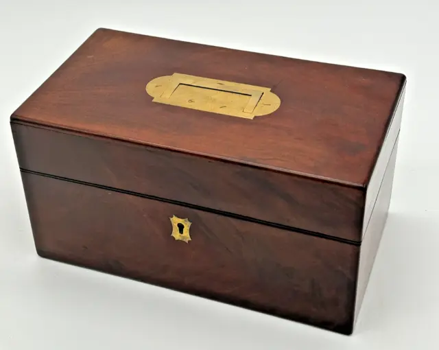 antique mahogany trinket box collectors compartments campaign 1800s fine