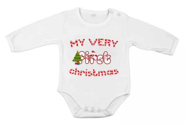 Body pour bébé coton longues manches grenouillère mon premier Noël tout-petits