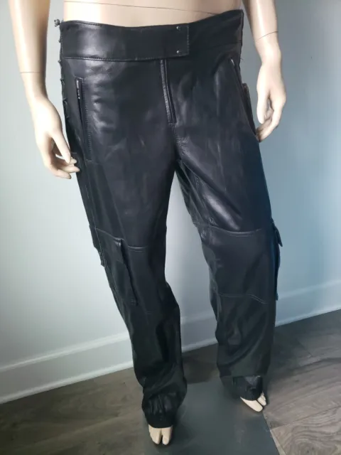 Elie Tahari Women s Black Leather Cargo Pants Size 10
