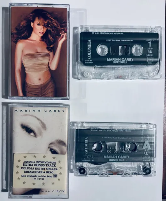 lot de 2 x cassette audio tape k7 Mariah Carey Butterfly + Music Box european