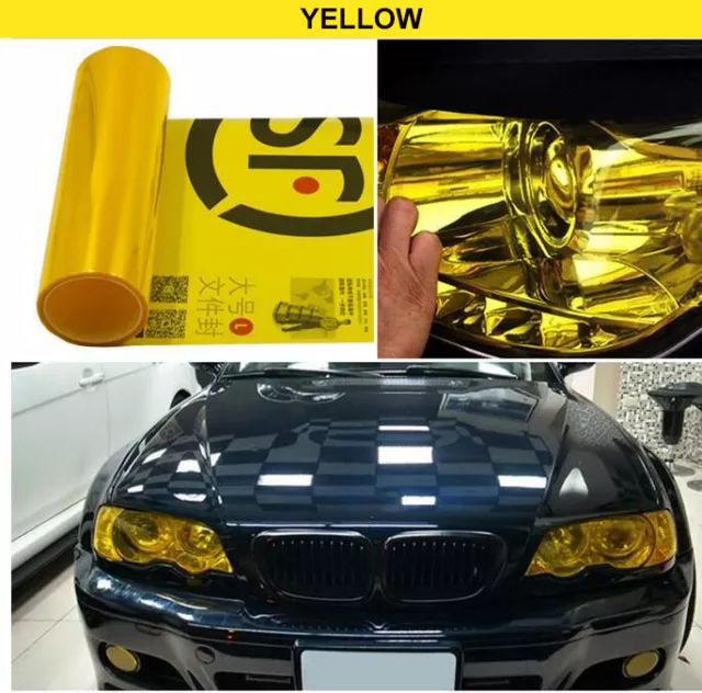 Yellow Car Headlight Fog Tail-light Wrap Tint Vinyl Film Decor Sticker 30*200cm